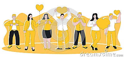 People feeling sincere grateful and appreciation emotion Vector Illustration