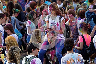 People during Festival of colours Holi Editorial Stock Photo