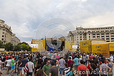 Teenagers having a good time at an outdoor festival Editorial Stock Photo