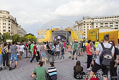 Teenagers having a good time at an outdoor festival Editorial Stock Photo