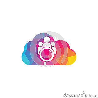People finder cloud shape logo. Magnifying glass logo. Vector Illustration