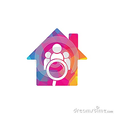People finder house shape logo. Magnifying glass logo. Vector Illustration