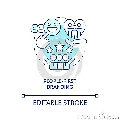 People-first branding turquoise concept icon Cartoon Illustration