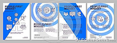 People first mindset blue brochure template Vector Illustration