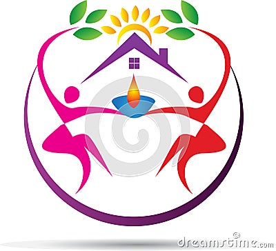 People flame house Vector Illustration