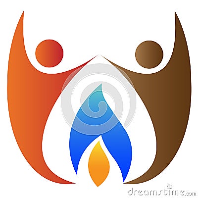 People with flame logo Vector Illustration