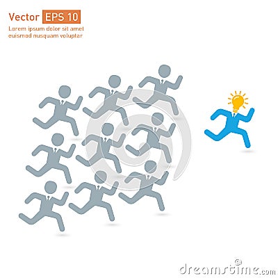 People following the leader creative man Vector Illustration