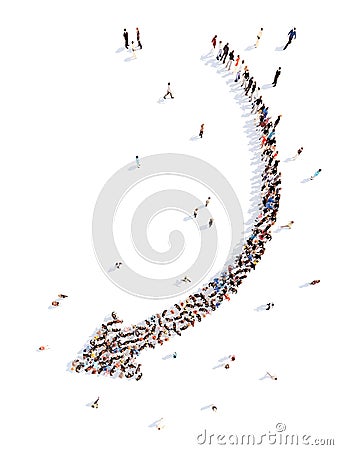 People in the form of arrows Stock Photo