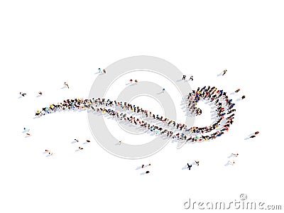 People in the form of calligraphic elements Stock Photo