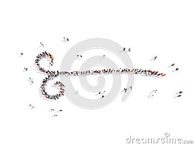 People in the form of calligraphic elements Stock Photo