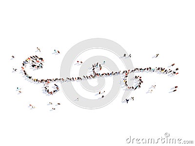 People in the form of calligraphic elements Stock Photo