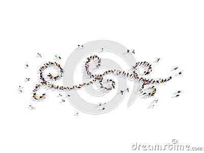 People in the form of calligraphic elements Stock Photo