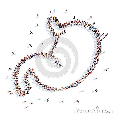 People in the form of internal organs, stomach Stock Photo