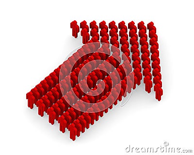 People form up in arrow Stock Photo