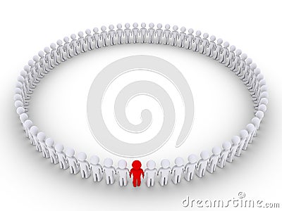 People form a very big circle and one is different Stock Photo