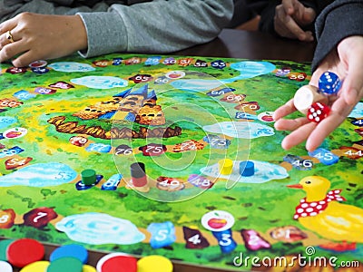 People friends family play roll board game together fun leisure beautiful illustration design selected focus Cartoon Illustration