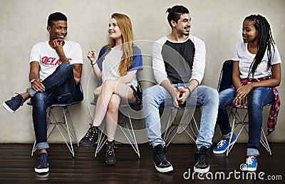 People Friendship Sitting Talking Youth Culture Concept Stock Photo