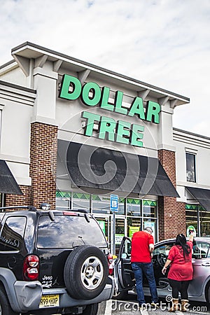 People in front of Dollar Tree store Editorial Stock Photo