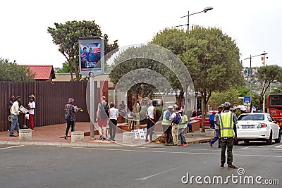 People in front of the Nelson Mandela`s house in Soweto Editorial Stock Photo