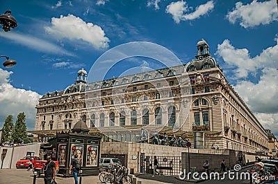 People in front of the Quai d`Orsay Museum facade in Paris. Editorial Stock Photo