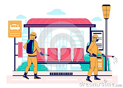 Coronavirus cleaning and disinfection services, vector flat illustration Vector Illustration