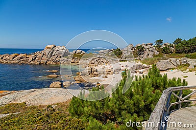 People in Galicia beach Editorial Stock Photo