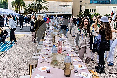 People gather at Hostages Square in Tel Aviv, Israel Editorial Stock Photo