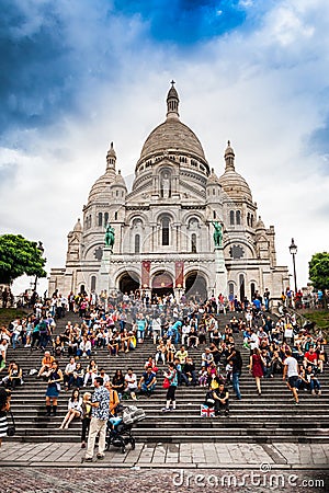 Sacre cour steps before sunset Editorial Stock Photo