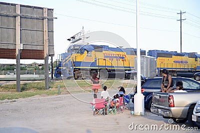 People gather at Trinity River and Trails, Fort Worth, Texas Editorial Stock Photo