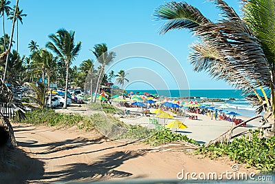 People gathered beach in brazil Editorial Stock Photo