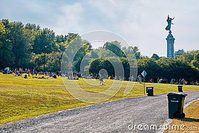 People gathered in the tam tams park or park mount royal in Montreal, Canada Editorial Stock Photo