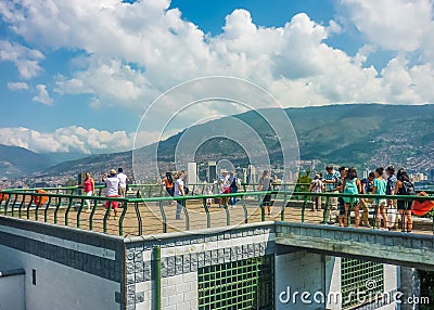 People at Gazebo in Nutibara Hill in Medellin Editorial Stock Photo