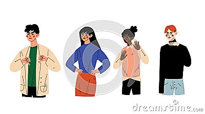 People Gesturing, Young Men and Women Showing Various Negative Gestures Vector Illustration Vector Illustration