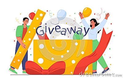 People with giveaway gift concept Vector Illustration