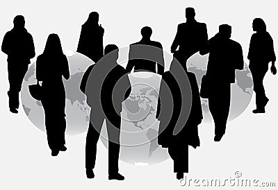 People and globe Vector Illustration