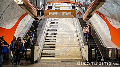 People going down on piano stairs in the Mexico City subway Editorial Stock Photo