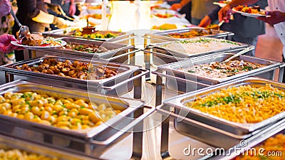 People group catering buffet food indoor in luxury restaurant Stock Photo