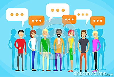 People Group Chat Social Network Communication Vector Illustration