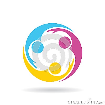 People Group in Circle Together Vector Illustration