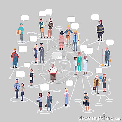 People Group Conncetion Different Occupation Set Workers Profession Collection Vector Illustration