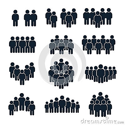 People group icon. Business person, team management and socializing persons silhouette icons vector set Vector Illustration
