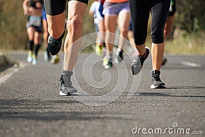 People group jogging, runners team Stock Photo