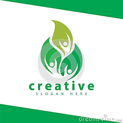 People group leaf logo icon vector template Vector Illustration