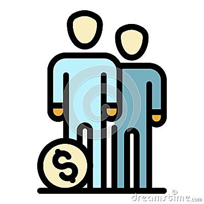 People group money budget icon color outline vector Vector Illustration