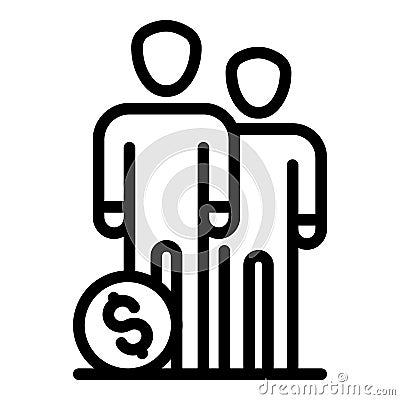 People group money budget icon, outline style Vector Illustration