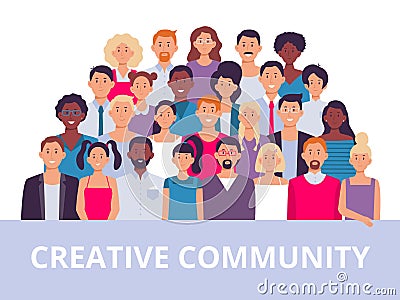 People group. Multiethnic community portrait, diverse adult people and office workers team vector illustration Vector Illustration