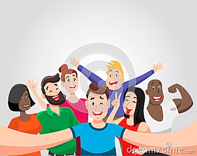 People group selfie Vector Illustration