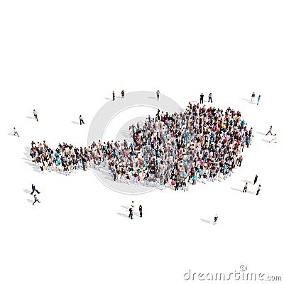 People group shape map Austria Cartoon Illustration