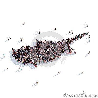 People group shape map Cyprus Cartoon Illustration