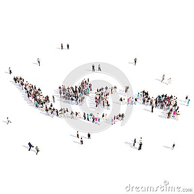 People group shape map Indonesia Cartoon Illustration